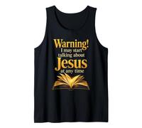 Christian Warning I May Start Talking About Jesus Open Bible Tank Top