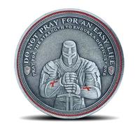 Christian Warrior Challenge Coin - The Knight Templar Coin Red Cross Religious Collection Coin