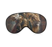 Christian Warrior Knight Lion Sleep Mask Lightweight Blindfold Eye Mask with Adjustable Strap for Men Women
