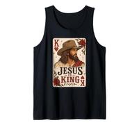 Christian Western Cowboy Faith Card Portrait Jesus is King Tank Top