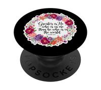 Christian Woman Bible Verse Jesus Greater Is He Who Is In Me PopSockets Adhesive PopGrip