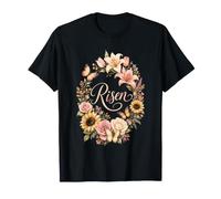 Christian Women Easter Risen Floral Wreath T-Shirt