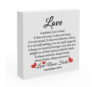 Christian Wood Block Plaque 5 X 5 Inch Home Office Desk Sign Decor for Parents Religious Decor For Women Men Home Bedroom Living Room Shelf Wall Decoration Inspirational Christian Gifts for Mom Dad
