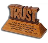 Christian wood mahogany Trust in the Lord Prov 3:5-6 desktop ornament gift 10cm …