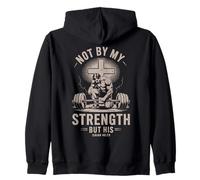 Christian Workout Not By My Strength But His Men's Gym Zip Hoodie