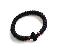Christian Wrist 33-Knot Prayer Rope 100% Organic Wool (Black), M, Wool, No Gemstone