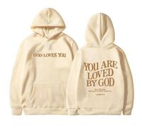 Christian You Are Loved By God Hoodies for Women Fashion Jesus Funny with Hood Sweatshirts Trust In The Lord Workou Letter Graphic Hooded Long Sleeve Clothes Fall Goth Pray The Lord Khaki