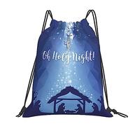 Christianity Christmas Nativity Scene O Holy Night Sports String Backpack Versatile Drawstring Gym Scratch Gym Bag For Beach Shopping Fishing 39X46Cm