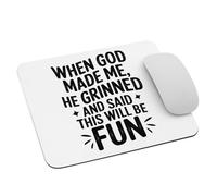 Christianity Faith Jesus Christ When God Made Me He Grinned And Said This Will Be Fun Desk Mat Soft Mouse Mat Non-Slip Rubber Base Mousemat For Computer Studying Laptop 25X30Cm