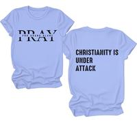 Christianity is Under Attack Shirt, Christianity is Under Attack T-Shirts for Women Man Carolina Blue
