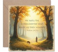Christianity Sympathy Card - Psalm 147:3 - Christian Condolences Card, Mourning Bereavement Cards for Adults, Sorry For Your Loss Thinking of You, 145mm Flowers Greeting Cards