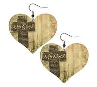 Christianty Religious Verse The Lord Is My Rock Pattern Women Earrings Faux Leather Dangle Eardrop Drop Earring Fashion Jewellery Gift For Wife Daughter Girlfriend Christmas