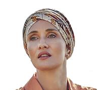 Christine Headwear Women's Shakti Turban-Printed Linen Headband, Beige, One Size