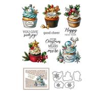 Christma Cake Snow Clear Stamps and Cutting Dies Sets for Card Making