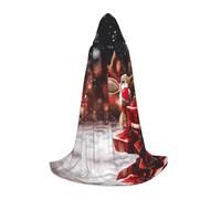 (Christmas-1) Print Hooded Cape For Teenagers Costume Party, Halloween Hooded Cape Soft and Elastic,S