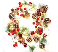 Christmas 10 Ft 30 LED Garland with Lights, Pine Cone Decorations for Home Interior, Fireplace, Stair