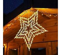 Christmas 100 Led Star Silhouette Light Plug in Main Powered Xmas Decorations Chaser Lights Window Outdoor Indoor Decor Wall Hanging Gift Home Living Room 50cm (Warm White)