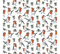 Christmas 100% Polycotton Fabrics - Sold per metre/Half metre by Simply Sew Crafty™ - Reindeers Snowflakes Stars Puddings Candy Canes Hearts Sausage Dogs (0.5 Metre, TCP919/Robins/Gifts on White)