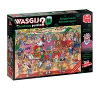 Wasgij Christmas 18, Gingerbread Showstopper - 2 x 1000 Piece Puzzles - Festive Fun Set of 2 Adults Jigsaw Puzzles - 100% Recycled Cardboard - 2 in 1, 1000pc Puzzle Set with Box Image Puzzle - Jumbo