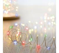Christmas 200 Bright Multicoloured LED Outdoor Fairy String Twinkle Pin Wire Lights Battery powered - Timer & multi function Multicolour