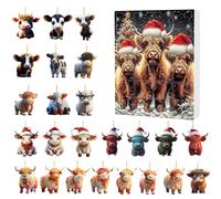 Christmas 2024, Highland Cow Christmas, 24 Days Of Christmas, Highland Cow Pendants Christmas Ornament