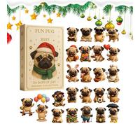 Christmas 2025 | 24 Days 2D Acrylic Dog Christmas Decorations Countdown Pug Calendar | For Family Lovers At Home