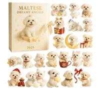 Christmas 2025 - 2D Acrylic Maltese Dog Pendant, 24 Day Countdown Decoration, Collectible for Pet Lovers, Reusable Christmas Design
