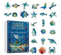 Christmas 2025 - Acrylic 26 x 18 x 2.5 cm | 2D Marine Animals Ornaments 24 Days | Educational and Fun Activity for Children, Teens and Families