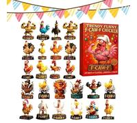 Christmas 2025 Flat Acrylic Ornament 2 Dimensions | 24 Day Countdown Calendar with Cartoon Chicken Tree Ornament | For Men Women Girls Wife Husband