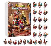Christmas 2025 - Funny 2D Acrylic Decorations with Roosters | 24 Day Countdown Calendar with Cute Little Chicks for Party Home Farm New Year