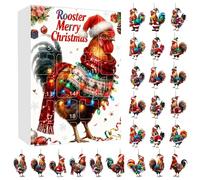 Christmas 2025 - Funny 2D Acrylic Decorations with Roosters | 24 Day Countdown Calendar with Cute Little Chicks for Party Home Farm New Year