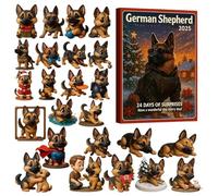 Christmas 2025 German Shepherd | 2D Acrylic Dog Christmas Decorations | 24 Day Ornament Countdown Calendar | For Living Room Family Adults Holiday D