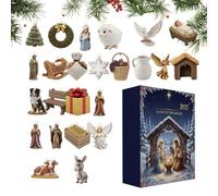 Christmas 2025 Nativity Advent - 10.24x7.09 Inches, 24 Days 2D Acrylic Holiday Decor | Birth Of Jesus Ornament Countdown Calendar For Front Door Living Room Office Study Wall