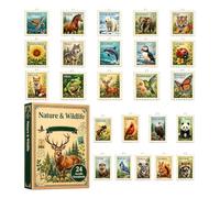 Christmas 2026 24 Days 2D Acrylic Nature & Wild Animals | Stamp Collection Countdown Pendant for Travellers Home Apartment Living Room Bedroom Window Wall Holiday Party Bags