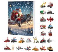 Christmas | 24 Boxes Count On The Eve | Acrylic Decoration 2D Design Transport Santa Claus | For Door Garden Tree Holiday
