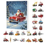 Christmas | 24 Boxes Count On The Eve | Acrylic Decoration 2D Design Transport Santa Claus | For Door Garden Tree Holiday