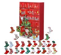 Christmas, 24-Day Countdown with Cozy Warm Socks, Festive Snowman Pattern Design, Fabric (Multi-Color), for Fireplace, Front Door, Window, Bedroom, Living Room, Winter Home Decor