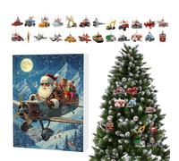 Christmas | 24 Day Countdown with Tree Ornaments | 2D Acrylic Vehicle Decoration for Event Backpack Home Party