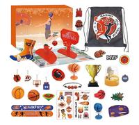 Christmas - 24 Day Party Favors Set, Basketball Themed Youth Countdown Calendar, Interactive Design with Daily Surprises, Activity