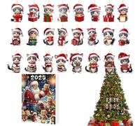 Christmas - 24 Days Christmas Countdown Ornaments Tree Kitten Cute Acrylic 2D - Seasonal Holiday Decoration for the Whole Family, for Girls, Men, Adults