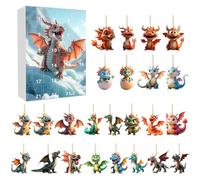 Christmas , 24 Days Christmas Tree Acrylic Dinosaur Pendant, 2D Acrylic Dinosaur Christmas Calendar Christmas Tree Decoration, Countdown Calendar 2025 for Car Living Room Backpack
