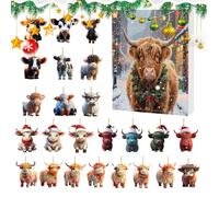Christmas 24 Days Countdown Calendar Hanging Decorations 2D Acrylic | Animal Ornaments for Christmas Tree Mirror Door Wall