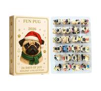 Christmas - 24 Days Funny Pug Mini Figurine | Funny Pug Christmas Calendar 24 Days Advent and Mini Figures, Ideal for a Party Full of Humour and Ten