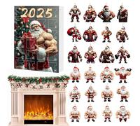Christmas - 24 Days Hanging Santa Acrylic 2D Countdown - Cute Christmas Decoration for Husband Wife Son Daughter Teen Young Boys Girls