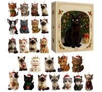 Christmas - 24 Days of Christmas Figurines Cat Calendar Countdown - Interior Decorations Acrylic for Wreath Tree December Shelf Door Window Car Living Room Bedroom