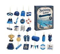 Christmas 2D Acrylic 24 Days Swimming Tree Decoration | Christmas Advent Calendar 2D Acrylic 24 Days Swimming Countdown Decoration Pendant Set for Swimming Fans Wall Holy