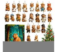 Christmas , 2D Acrylic Decorations, 24 Days Countdown Capybara Decorative Item for Christmas Tree, for Decoration on the Car Rear View Mirror, for Holiday Parties, for Fireplace