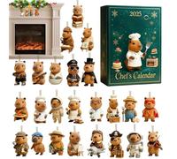 Christmas | 2D Acrylic Decorations, Capibara Decorations for Christmas Tree with Countdown 24 Days | for Car Rearview Mirror Party Decoration Door Handle