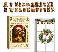 Christmas , 2D Flat Acrylic Plate with Dog Motif, 24 Days Yorkshire Terrier Figures Charm, for Lovers, Friends, Family, Enthusiasts, Christmas Time, Home, Party, Walls, Trees
