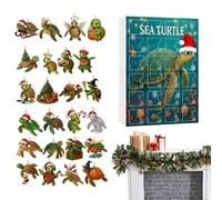 Christmas - 2D Flat Collectible Keepsake - Countdown Calendar with Sea Turtle Pendants - For Adults Teens Animal Lovers Kids